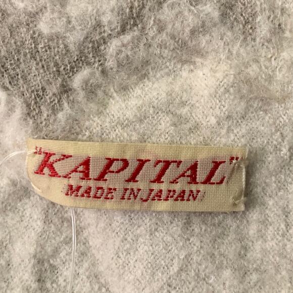 KAPITAL Blue Brown Black Snowy Landscape Oversized  Wool Scarf - Picture 5 of 5